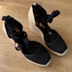 Express Black Espadrille Wedge Sandals